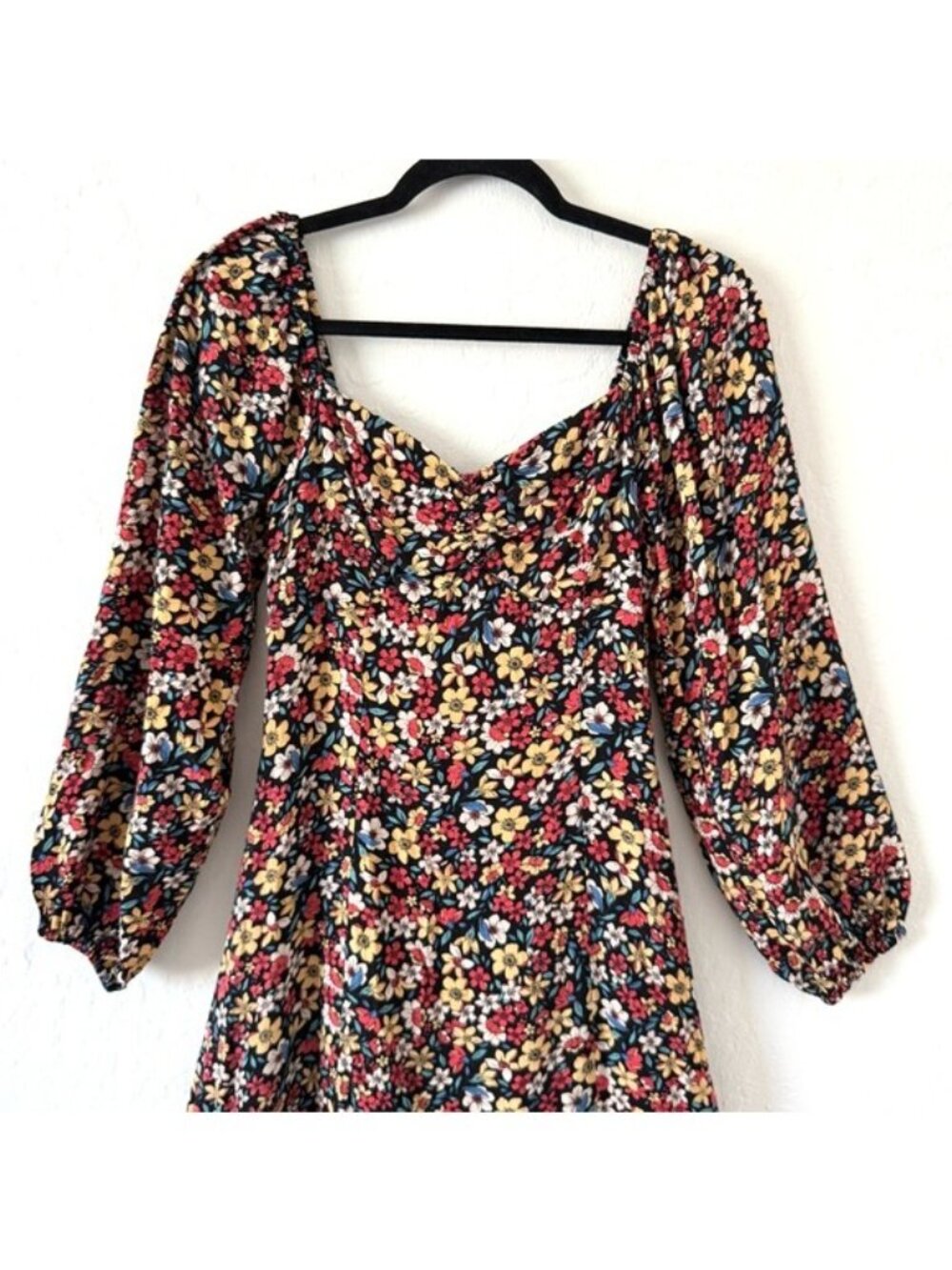 Lost + Wander Black Floral Paradise Valley Long Sleeve Midi dress Small - Picture 4 of 13